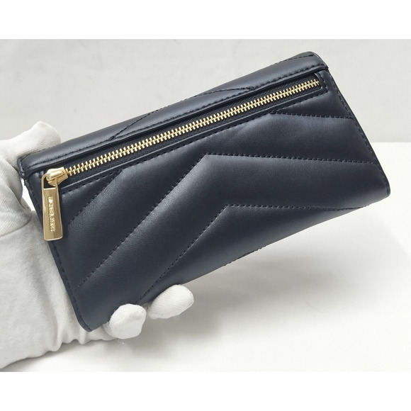 Michael Kors Jet Set Travel Black Quilted Leather Trifold Wallet - NWT $328 - Picture 2 of 16